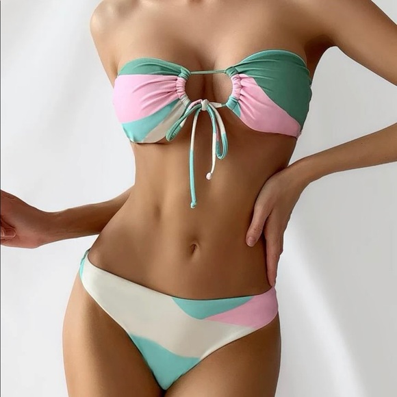 Colorblock bandeau Bikini NWOT - Picture 3 of 4